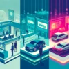 Evolution of car showrooms from traditional static displays to modern digital interactions and futuristic AR/VR experiences.